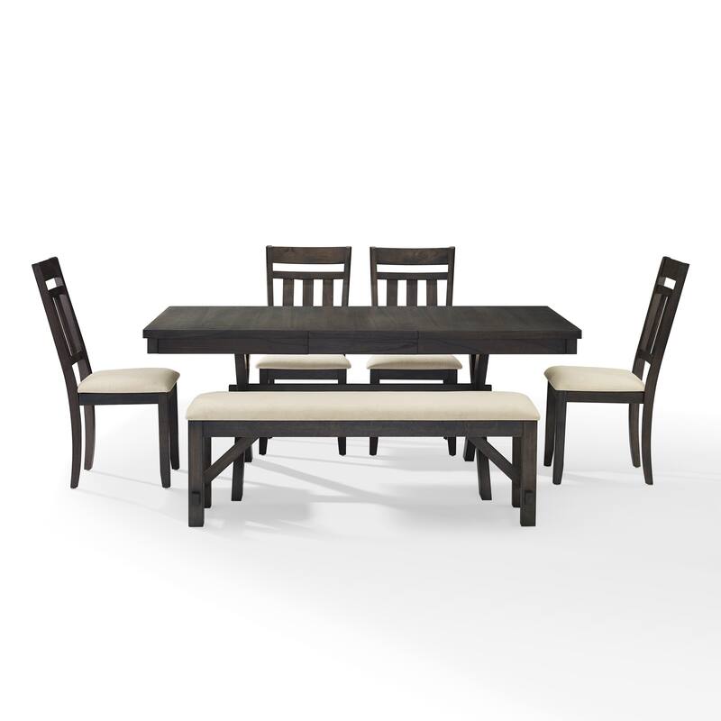 Crosley Hayden 6Pc Dining Set-Slate Table, 4 Chairs, Bench
