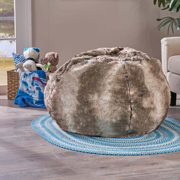 Monroe Faux Fur 2.75foot Lounge Beanbag Chair in Black by Christopher