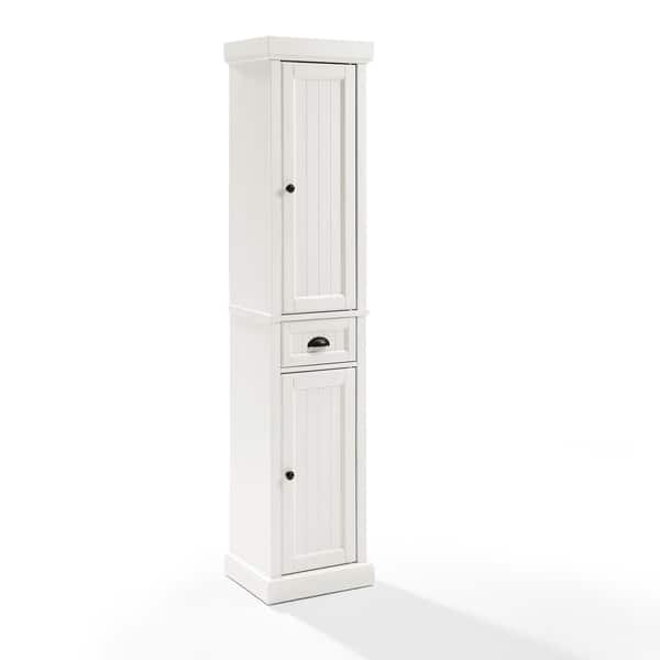 Shop Seaside Tall Linen Cabinet Distressed White Overstock