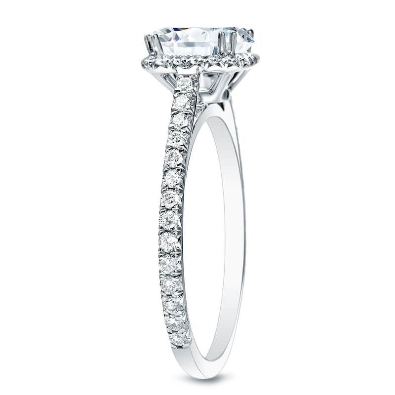 Auriya Platinum 1 1/2ctw Cushion-cut Halo Diamond Engagement Ring Certified (H-I, I1-I2)