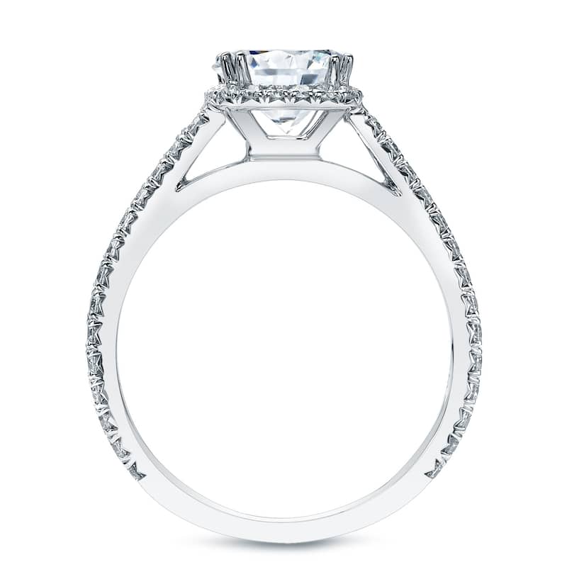 Auriya Platinum 1 1/2ctw Cushion-cut Halo Diamond Engagement Ring Certified (H-I, I1-I2)