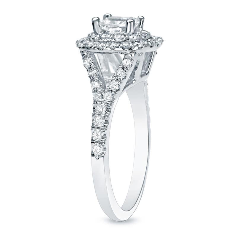 Auriya Platinum 1 3/4ctw Cushion-cut Halo Diamond Engagement Ring Certified (H-I, I1-I2)