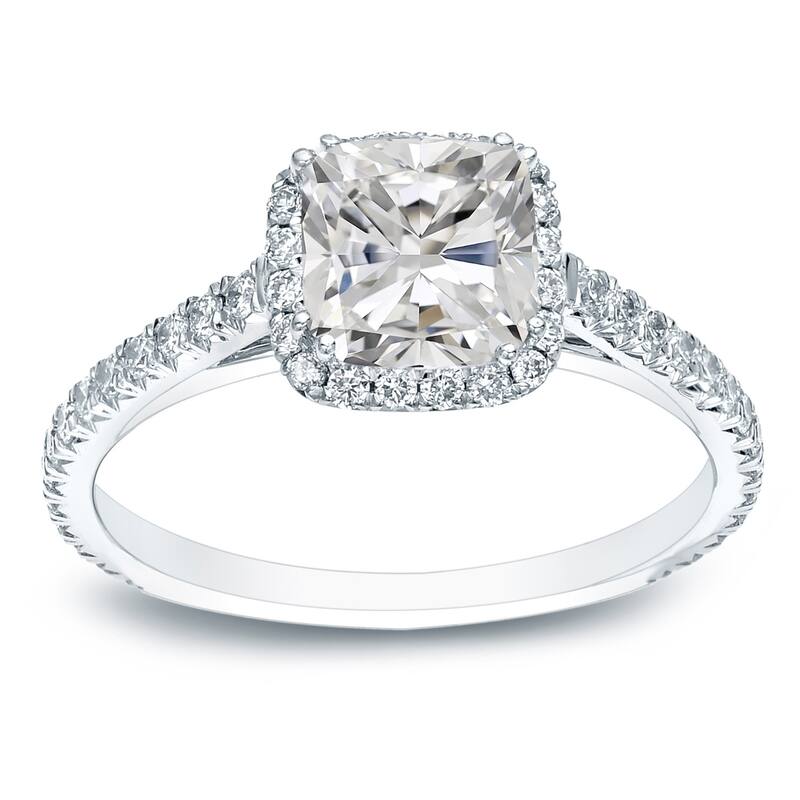 Auriya Platinum 1 3/4ctw Cushion-cut Halo Diamond Engagement Ring Certified (H-I, I1-I2) - 9.5
