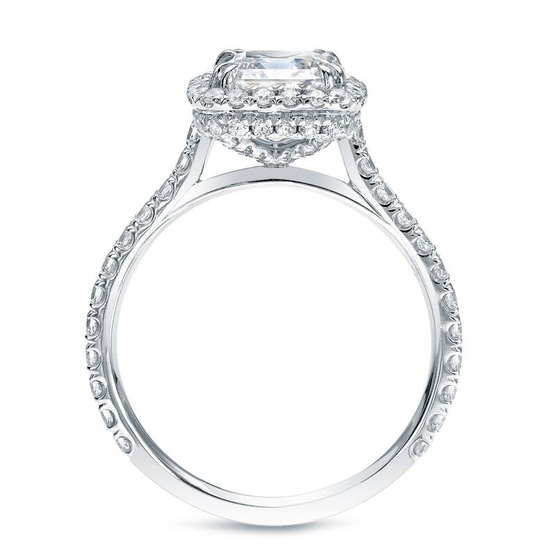 Auriya Platinum 1 3/4ctw Cushion-cut Halo Diamond Engagement Ring Certified (H-I, I1-I2)