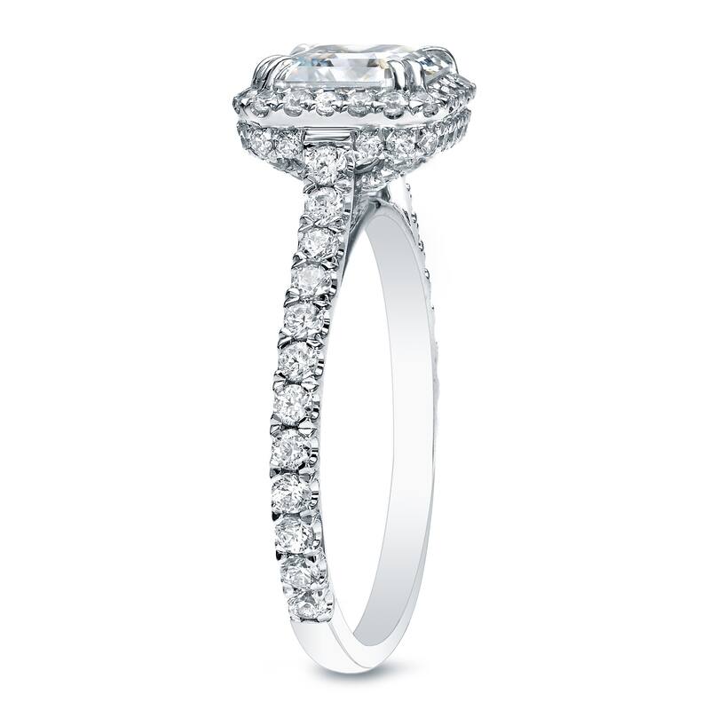 Auriya Platinum 1 3/4ctw Cushion-cut Halo Diamond Engagement Ring Certified (H-I, I1-I2)