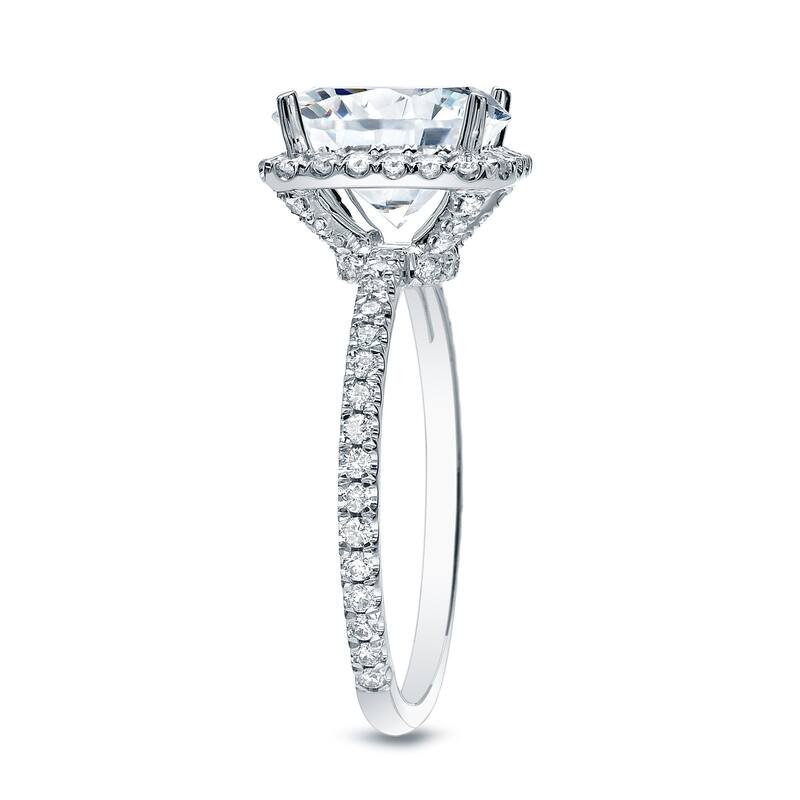 Auriya Platinum 1 1/2ctw Cushion-cut Halo Diamond Engagement Ring Certified (H-I, I1-I2)