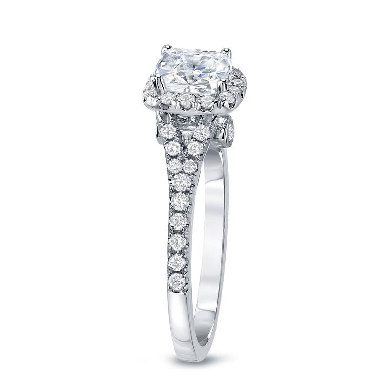 Auriya 14k Gold 1 1/2ctw Cushion-cut Halo Diamond Engagement Ring Certified (H-I, I1-I2)