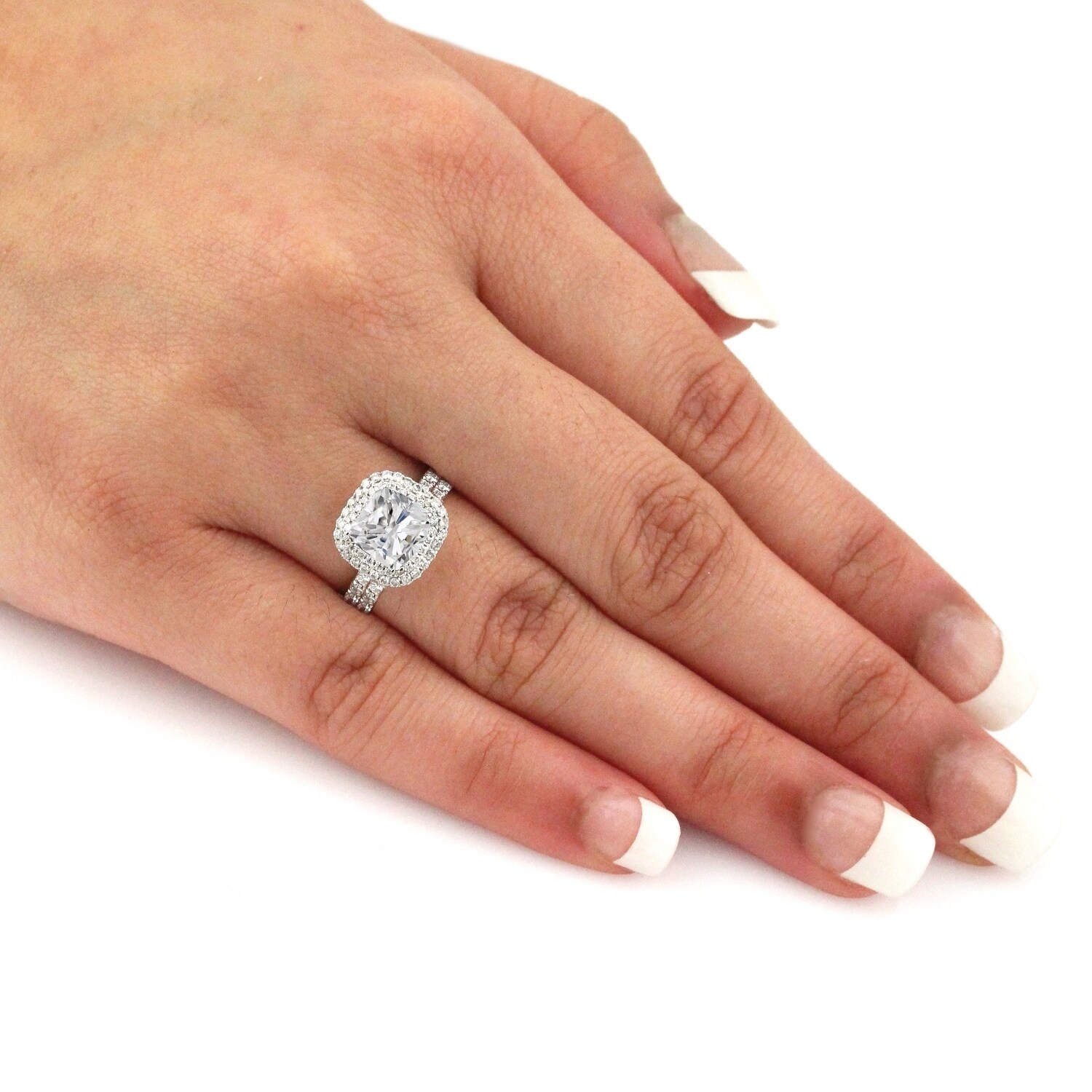 Shop Auriya 2ctw Cushion Cut Halo Diamond Engagement Ring Set 14k