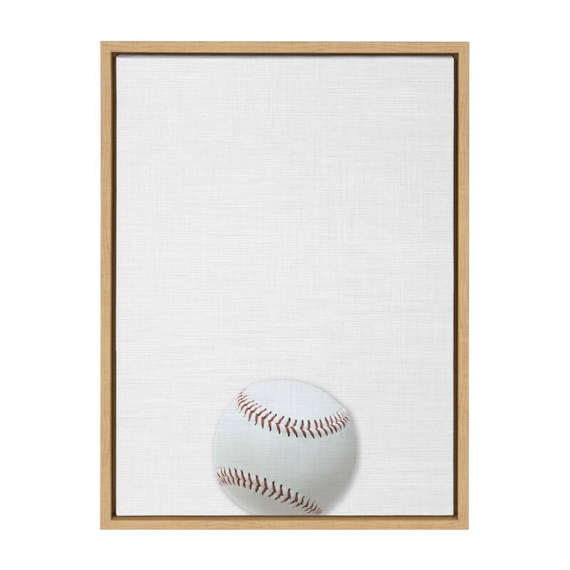 DesignOvation Sylvie Color Baseball Portrait Framed Canvas - 18x24 - Plastic - Brown