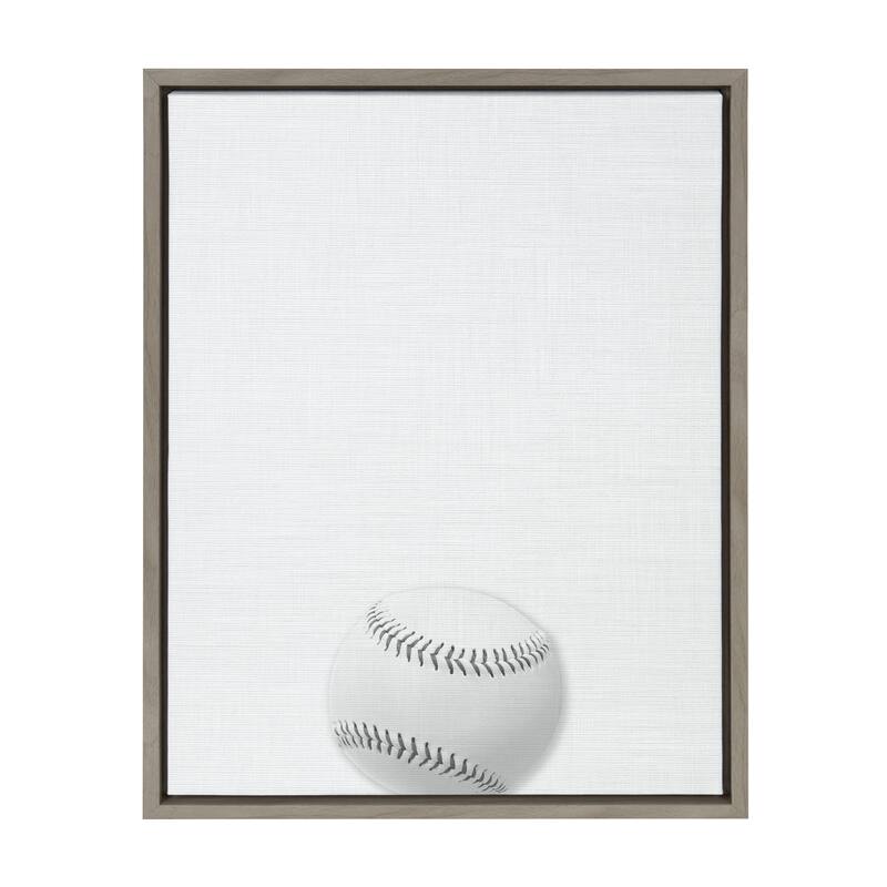 DesignOvation Sylvie Baseball Portrait Framed Canvas - 18x24 - Plastic - Grey