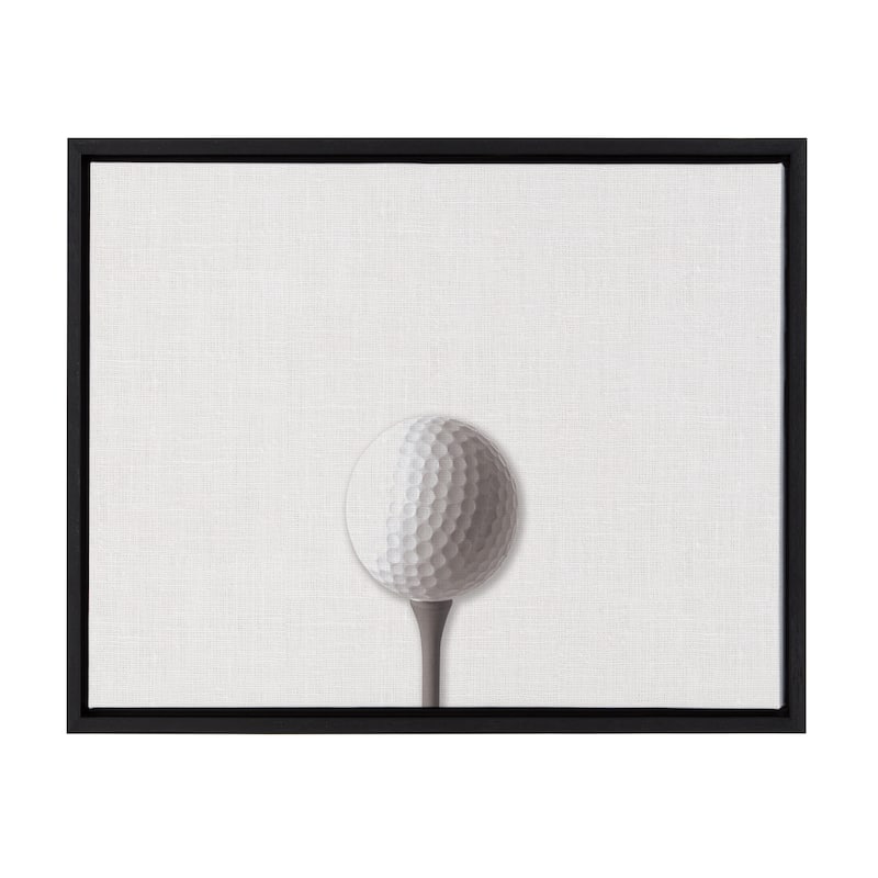 DesignOvation Sylvie Horizontal Golf Ball Portrait Framed Canvas - 18x24 - Plastic - Black