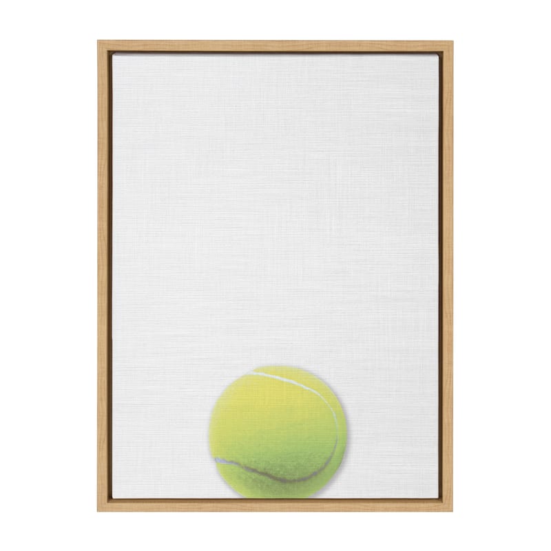 DesignOvation Sylvie Color Tennis Ball Portrait Framed Canvas - 18x24 - Plastic - Brown