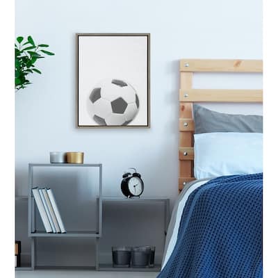 DesignOvation Sylvie Soccer Ball Portrait Framed Canvas