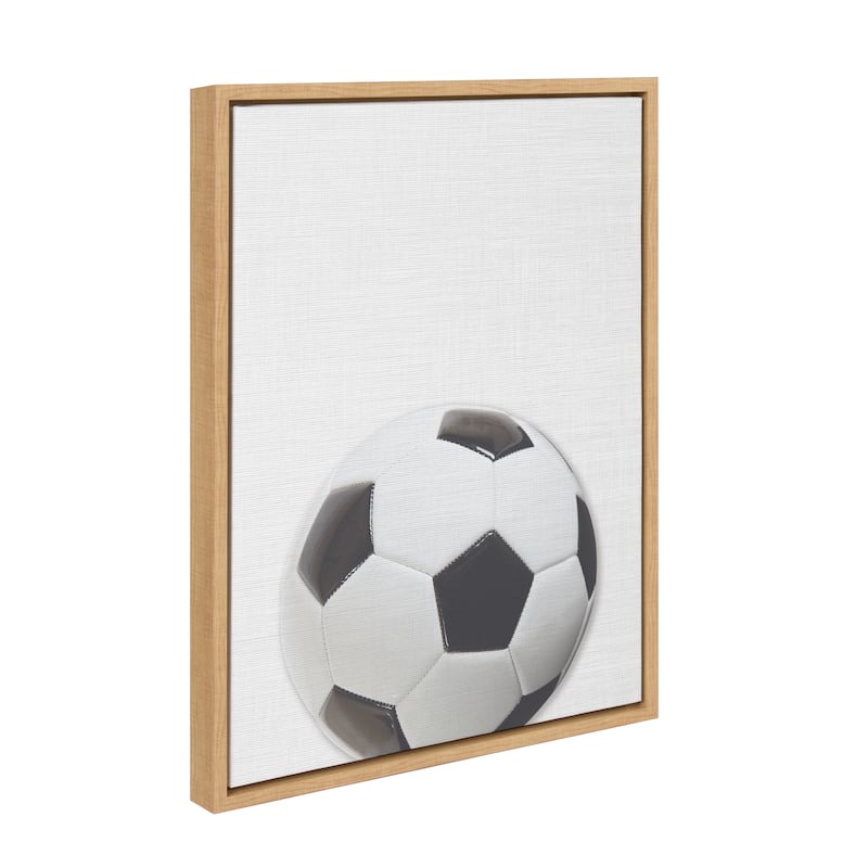 DesignOvation Sylvie Color Soccer Ball Portrait Framed Canvas