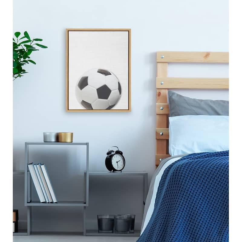 DesignOvation Sylvie Color Soccer Ball Portrait Framed Canvas