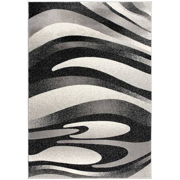 Rug Branch Montage Modern Abstract Area Rug and Runner, Black Grey