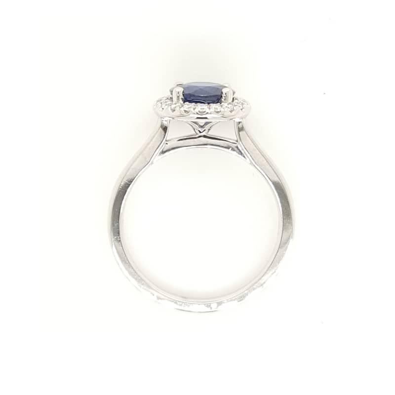 Kabella White Gold Sapphire with Diamonds Around Ring