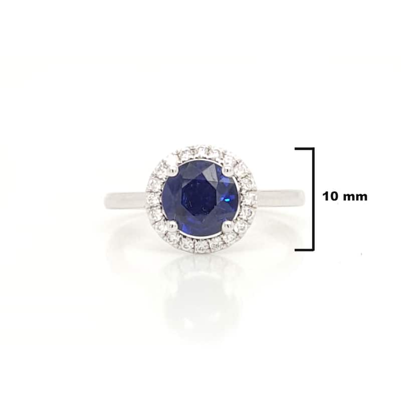 Kabella White Gold Sapphire with Diamonds Around Ring