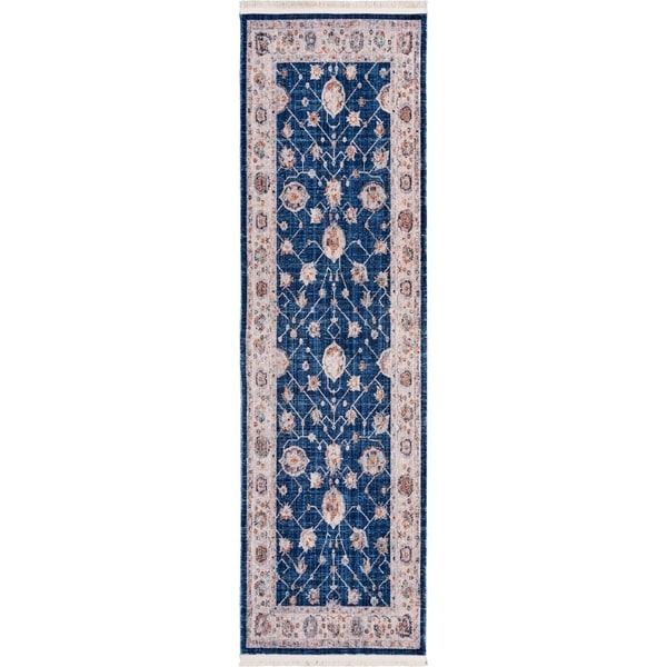 Traditional Navy Oriental Runner 2'2" x 7'7" - 2'2" x 7'7"