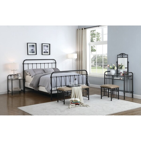 Harleigh Dark Bronze 3-piece Panel Bedroom Set with 2 Nightstands