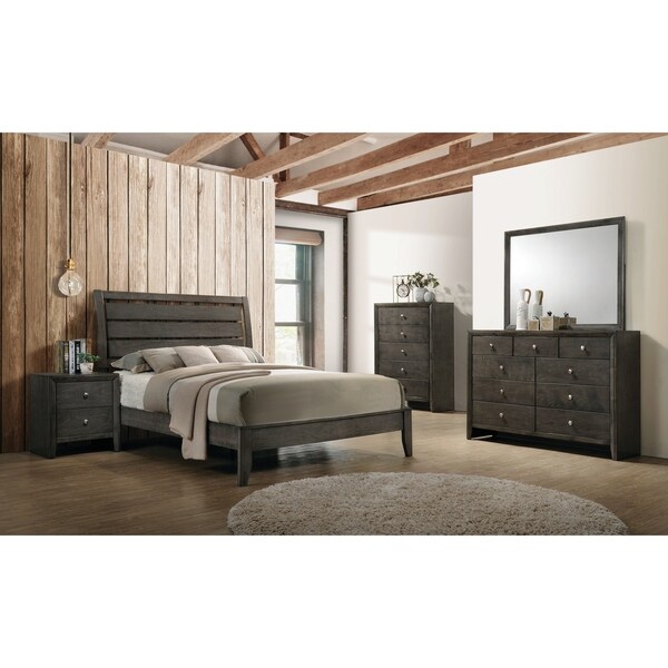 Teryn Mod Grey 4-piece Panel Bedroom Set with 2 Nightstands