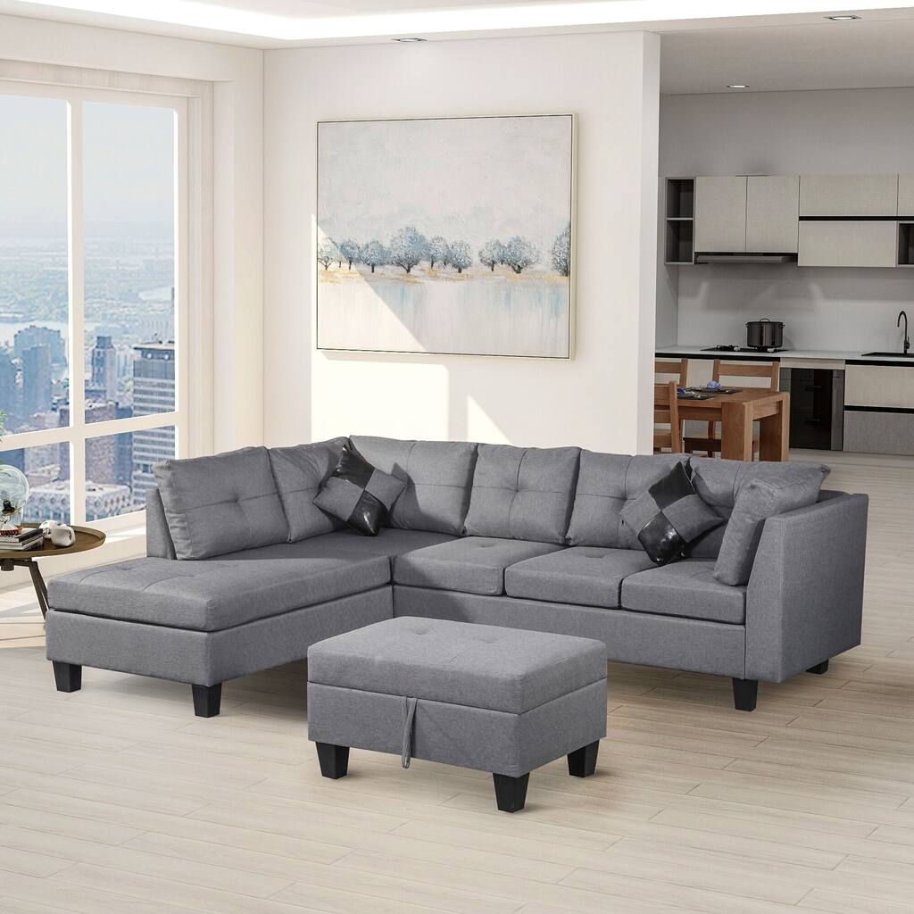 Copper Grove Sevan 3-piece Sectional Sofa Set with Loveseat and Ottoman