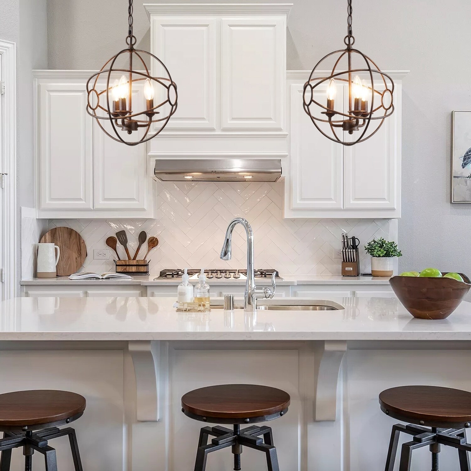 Modern Brown Mini Chandelier with 3 Lights Pendnat Lighting - W12"x H14" (Uplight) - Chandeliers For Bedrooms by Overstock.com