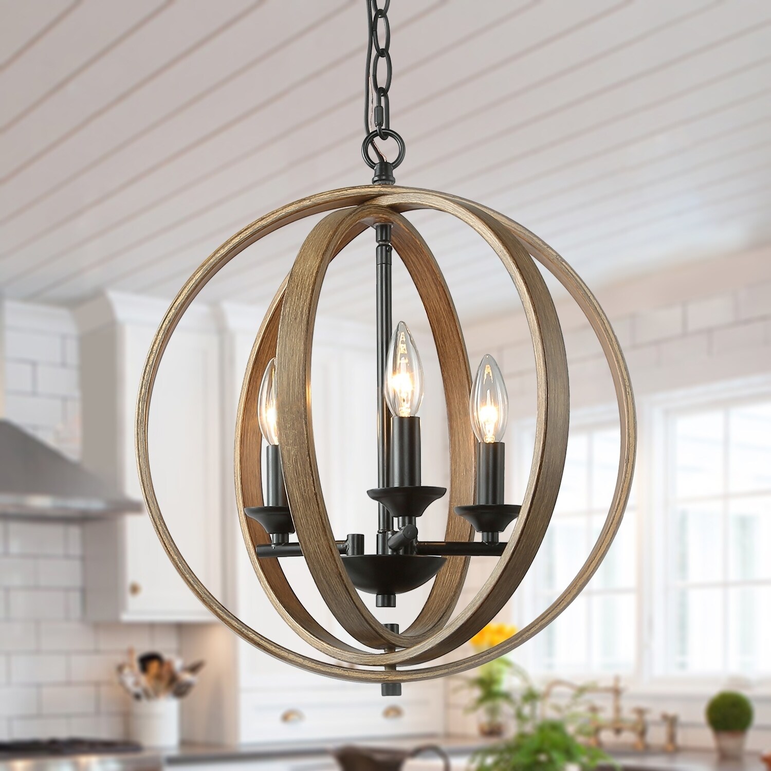 Modern Brown Chandelier with 3 lights Pendant Lighting for Kitchen Island - W15.5"x H18" (W15.5"x H18") - Chandeliers For Bedrooms by Overstock.com