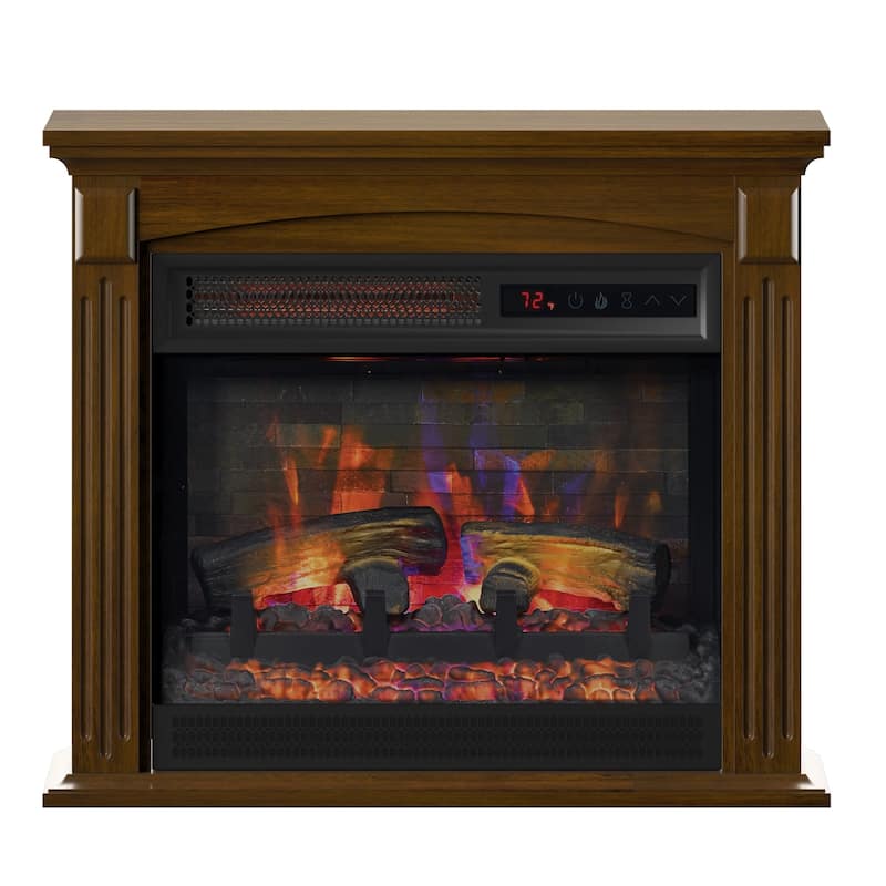 duraflame Wall Mantel Infrared QuartzElectric Fireplace with Crackling Sound - N/A - Brown