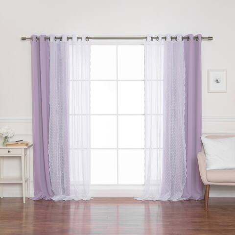 Porch & Den Munger Sheer Pretty Dot and Blackout Curtains (Set of 4 panels)