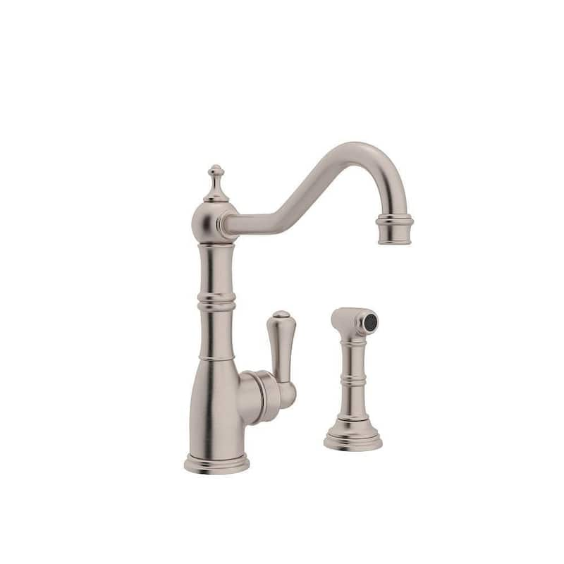 Rohl Perrin and Rowe Kitchen Faucet and Metal Lever Handle - Satin Nickel