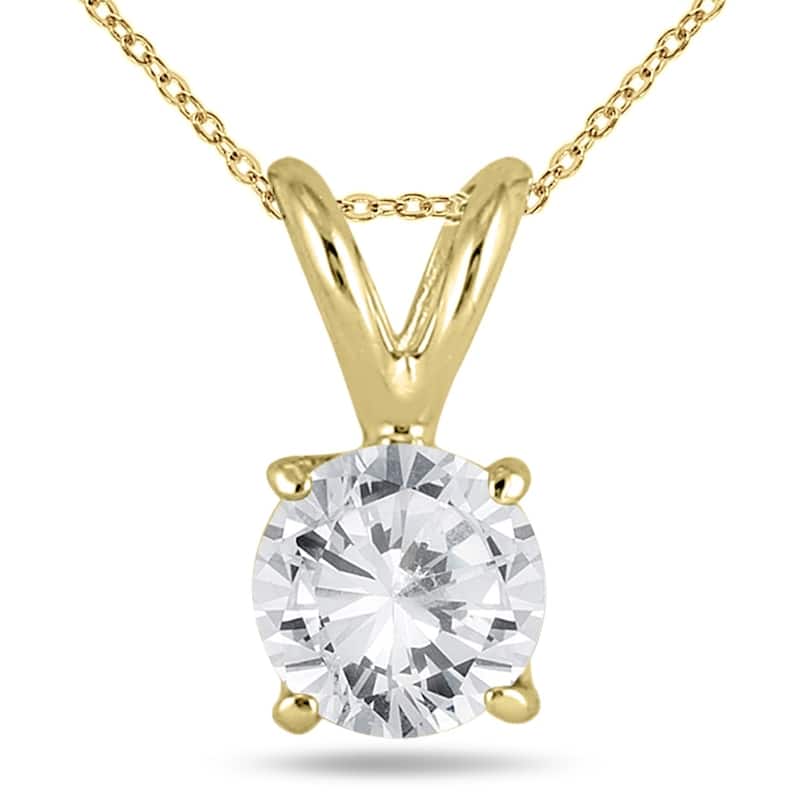 14K Yellow Gold 1 Carat Diamond Pendant and Earring Matching Set