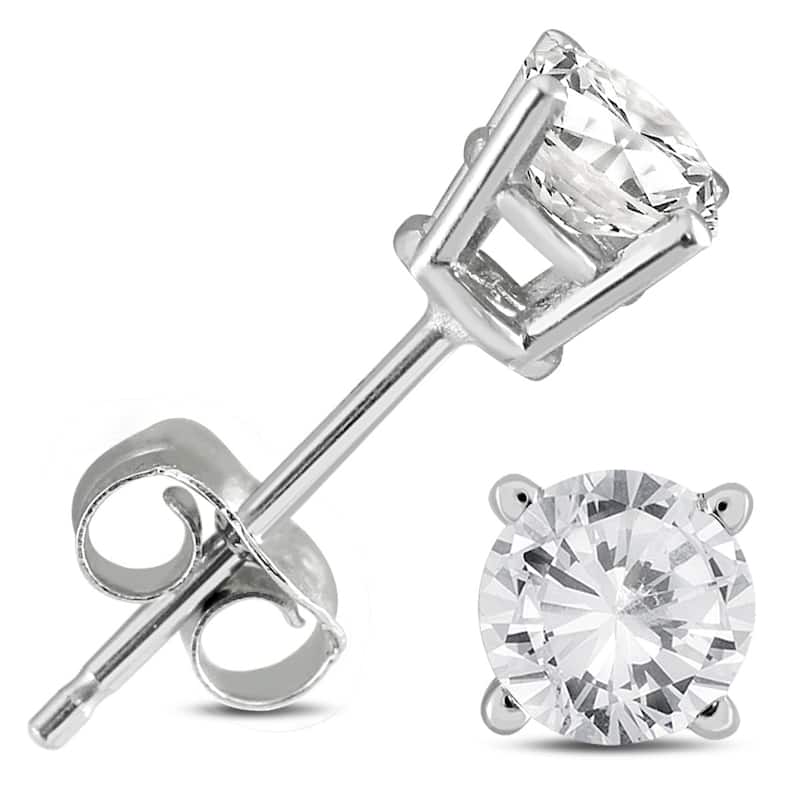 14K White Gold 1 Carat TW Diamond Pendant and Earring Matching Set