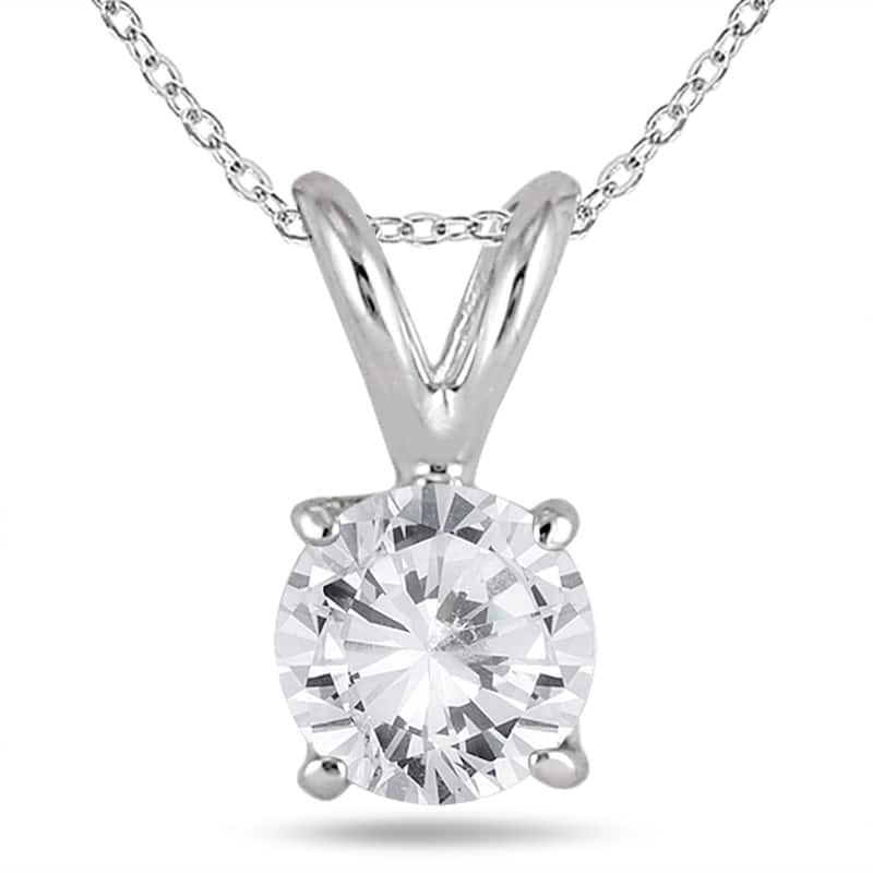 14K White Gold 1 Carat TW Diamond Pendant and Earring Matching Set