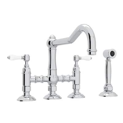 Rohl A1458LPWSAPC-2 Italian Kitchen Acqui Bridge Faucet With Double-Lever Handle