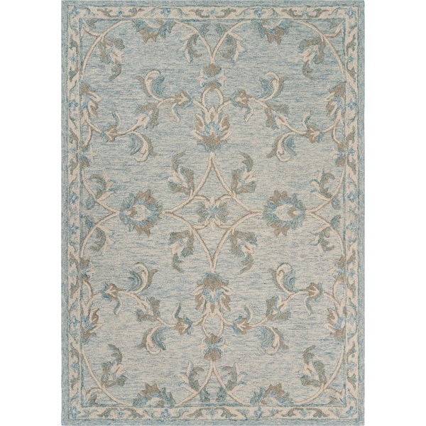 Mirroring Baby Blue Floral Bloom Area Rug 7'0" x 9'0" - 7'0" x 9'0"