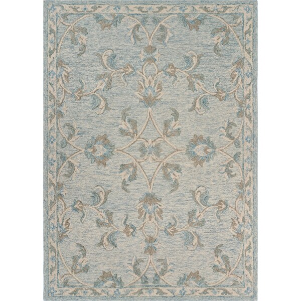 Mirroring Baby Blue Floral Bloom Area Rug 5'0" x 7'0" - 5'0" x 7'0"