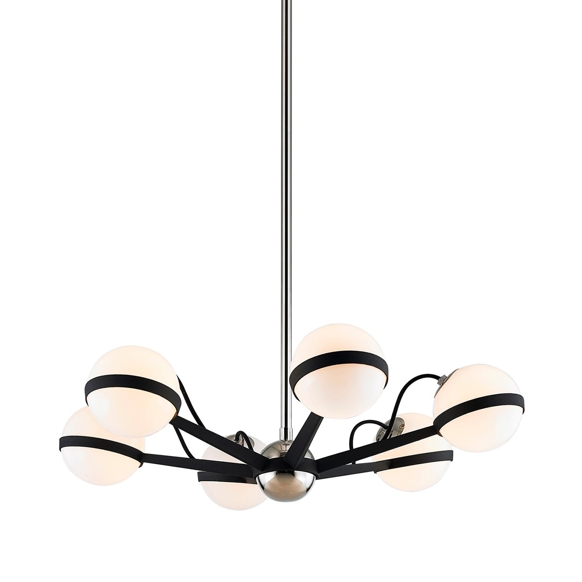 Ace 6-light Carbide Black with Polished Nickel Accents Chandelier - Chandeliers For Bedrooms by Overstock.com