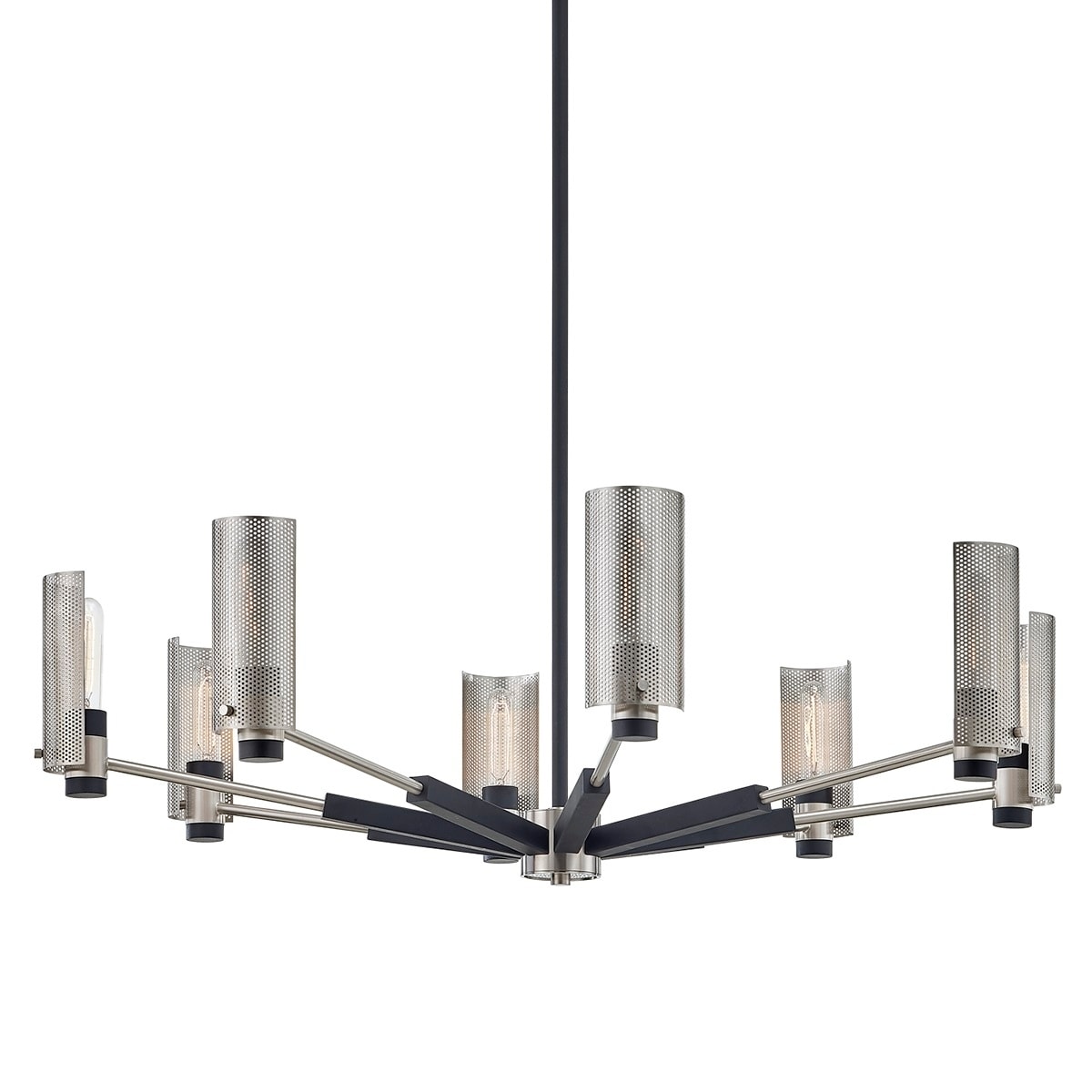 Pilsen 8-light Carbide Black with Satin Nickel Accents Chandelier - Chandeliers For Bedrooms by Overstock.com