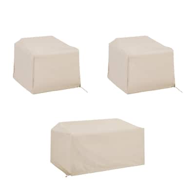 3Pc Furniture Cover Set Tan Loveseat, 2 Chairs