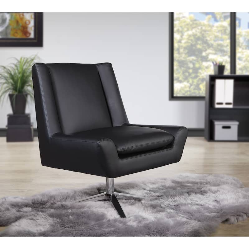 Swivel Mid-Century Faux Leather Guest Chair