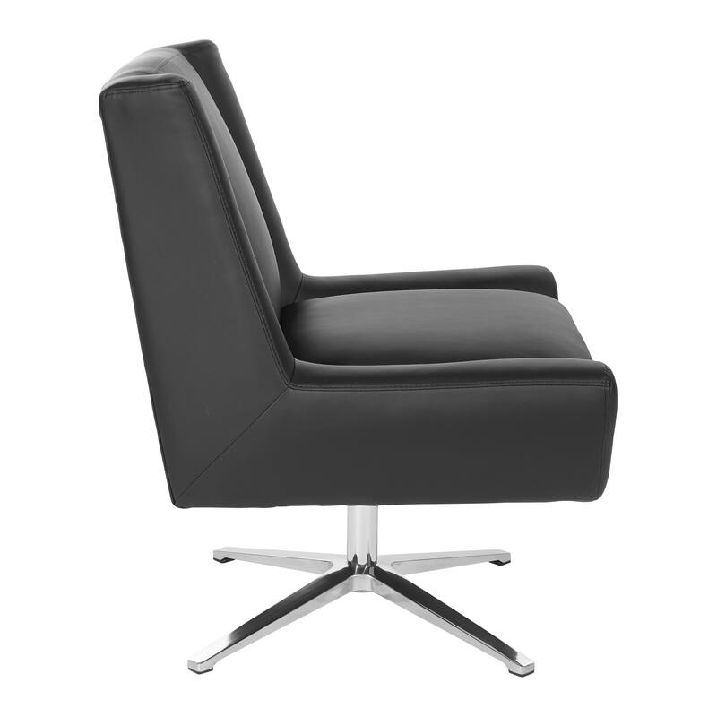 Swivel Mid-Century Faux Leather Guest Chair