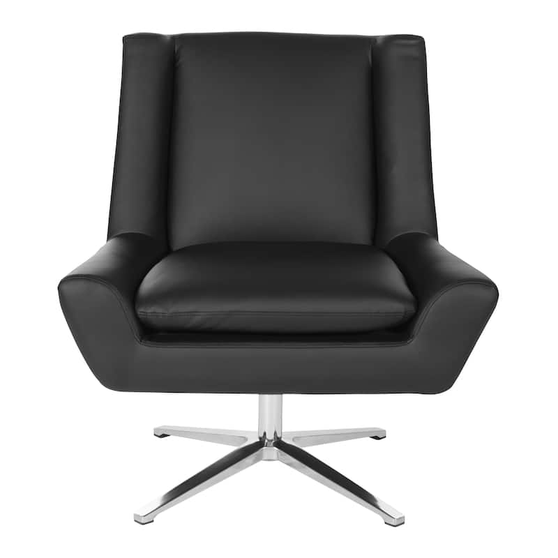 Swivel Mid-Century Faux Leather Guest Chair