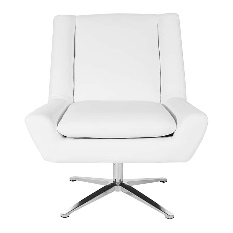 Swivel Mid-Century Faux Leather Guest Chair