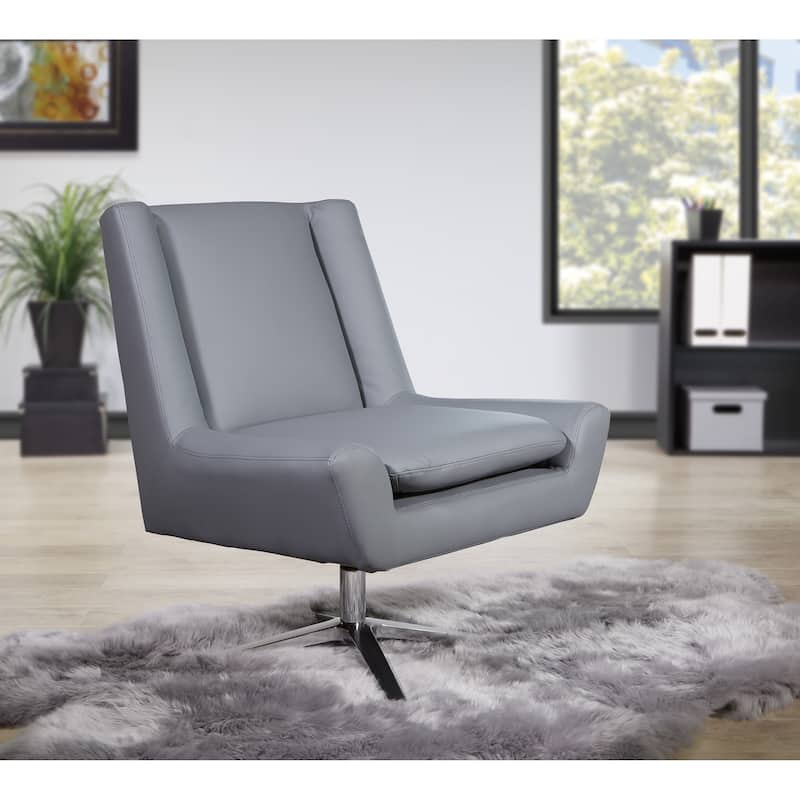 Swivel Mid-Century Faux Leather Guest Chair