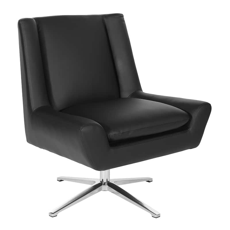 Swivel Mid-Century Faux Leather Guest Chair