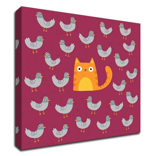 "Cat amongst the Pigeons" by Michael Buxton, Print on Canvas, Ready to Hang