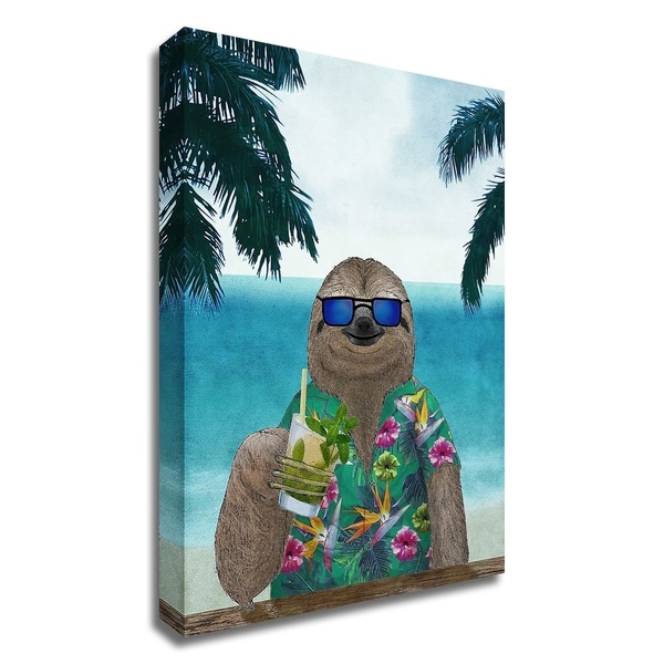 "Sloth on Summer Holidays" by Barruf, Print on Canvas, Ready to Hang