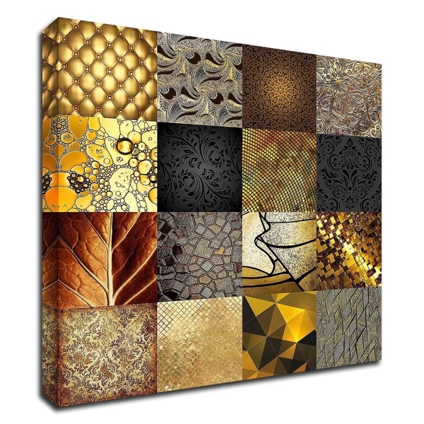 "Tiles Decor Gold" by GraphINC, Print on Canvas, Ready to Hang