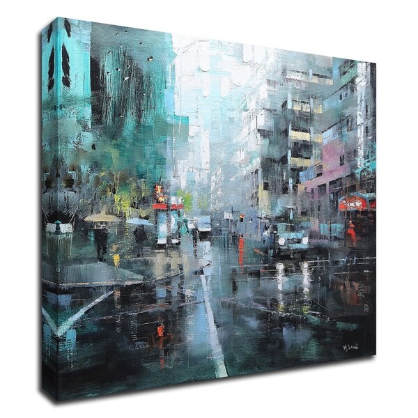 "Montreal Turquoise Rain" by Mark Lague, Print on Canvas, Ready to Hang